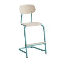 Atlas elevstol fritsving med fodplade hvid egelaminat med turkis stel