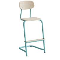 Atlas elevstol fritsving med fodplade hvid egelaminat i turkis stel