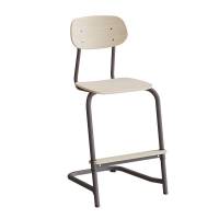 Atlas elevstol fritsving med fodplade hvid egelaminat med gr&aring;t stel