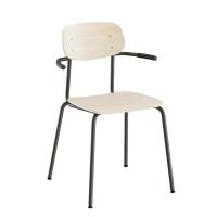 Atlas elevstol med armlæn hvidpigmenteret egelaminat og sort stel