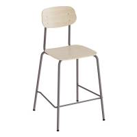 Barstol Atlas med hvidpigmenteret eg laminat, gråt stel