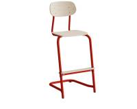 Atlas elevstol fritsving med fodplade hvid egelaminat i r&oslash;dt stel