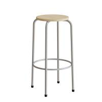 Bertil taburet med birk laminat s&aelig;de og alugr&aring;t stel