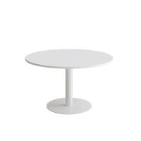 Cirkum bord &Oslash;120cm 72cm h&oslash;j i hvid laminat med hvidt stel