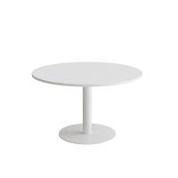 Cirkum bord &Oslash;120cm 72cm h&oslash;j i hvid laminat med hvidt stel