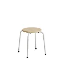 Caesar taburet højde 440mm massiv birk sæde og hvidt stel