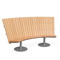 Cirkum sofabænk 60° buet høj ryg i massiv eg med alugråt stel