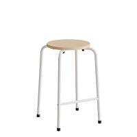 David taburet med birk laminat sæde og hvidt stel
