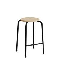David taburet med birk laminat s&aelig;de og sort stel