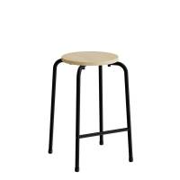 David taburet med massiv birk sæde og sort stel