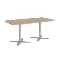 Office konferencebord 160x80cm lys eg med s&oslash;lv stel