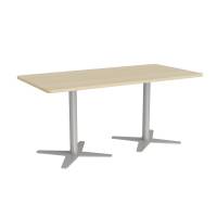 Office konferencebord 160x80cm birk med s&oslash;lv stel