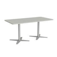 Office konferencebord 160x80cm lys gr&aring; med s&oslash;lv stel
