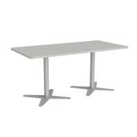 Office konferencebord 160x80cm lys gr&aring; med s&oslash;lv stel