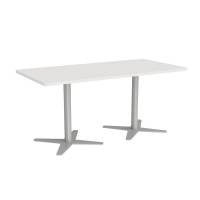 Office konferencebord 160x80cm hvid med s&oslash;lv stel