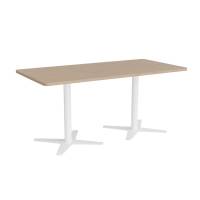 Office konferencebord 160x80cm lys eg med hvidt stel