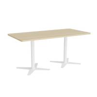 Office konferencebord 160x80cm birk med hvidt stel