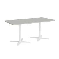Office konferencebord 160x80cm lys grå med hvidt stel
