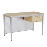 L&aelig;rerbord Combi 140x70cm i birk laminat med alugr&aring;t stel 