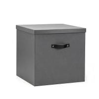 Stig opbevaringskasse i grå med sort læderhåndtag