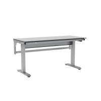 Arbejdsbord ErgoMini 1500x620mm HPL bordplade, lys gr&aring;