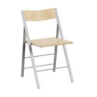 Klapstol Mini med ask fin&eacute;r s&aelig;de og ryg og alugr&aring;t stel