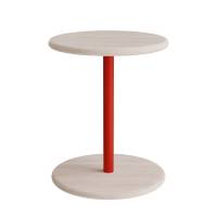 Taburet Donut Ø36cm, 45cm høj i hvidpigmenteret ask på rødt stel