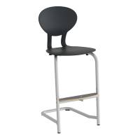 Rocka 3073M elevstol med sort sæde, fodplade på alugråt stel 