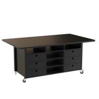 Studiebord med hjul 200x120cm sortbejdset