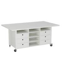 Studiebord med hjul 200x120cm hvidbejdset