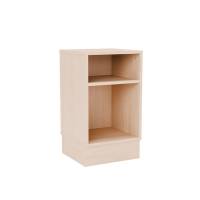 Stig reol med halvanden rum p&aring; sokkel 720x415x400mm eg laminat 