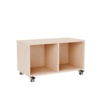 Stig reol med 2 rum p&aring; sm&aring; hjul 480x810x400mm lys eg laminat