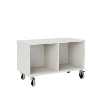 Stig reol med 2 rum p&aring; store hjul 520x810x400mm gr&aring; laminat