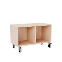 Stig reol med 2 rum p&aring; store hjul 520x810x400mm lys eg laminat