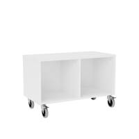 Stig reol med 2 rum p&aring; store hjul 520x810x400mm hvid laminat