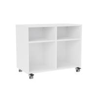 Stig reol med 4 rum p&aring; sm&aring; hjul 670x810x400mm hvid laminat