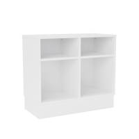 Stig reol med 4 rum p&aring; sokkel 720x810x400mm hvid laminat