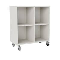 Stig reol med 4 rum p&aring; store hjul 905x810x400mm gr&aring; laminat