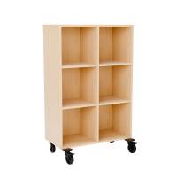 Stig reol med 6 rum p&aring; hjulplade 1300x810x400mm birk laminat