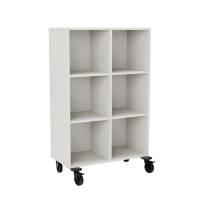 Stig reol med 6 rum p&aring; hjulplade 1300x810x400mm gr&aring; laminat