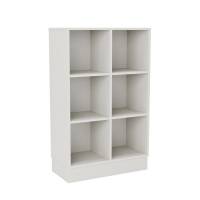 Stig reol med 6 rum p&aring; sokkel 1300x810x400mm gr&aring; laminat