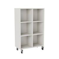 Stig reol med 6 rum p&aring; store hjul 1290x810x400mm gr&aring; laminat