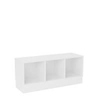 Stig reol med 3 rum p&aring; sokkel 480x1200x400mm hvid laminat