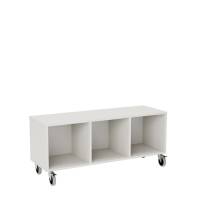 Stig reol med 3 rum p&aring; store hjul 520x1200x400mm gr&aring; laminat