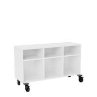 Stig reol med 6 rum p&aring; hjulplade 720x1200x400mm hvid laminat