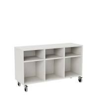 Stig reol med 6 rum p&aring; store hjul 710x1200x400mm gr&aring; laminat