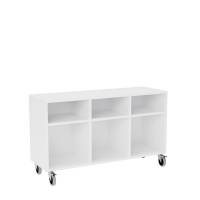 Stig reol med 6 rum p&aring; store hjul 710x1200x400mm hvid laminat
