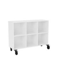 Stig reol med 6 rum p&aring; hjulplade 915x1200x400mm hvid laminat
