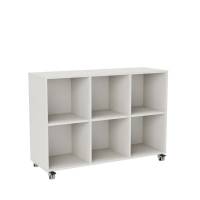 Stig reol med 6 rum p&aring; sm&aring; hjul 865x1200x400mm gr&aring; laminat