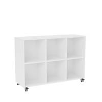 Stig reol med 6 rum p&aring; sm&aring; hjul 865x1200x400mm hvid laminat